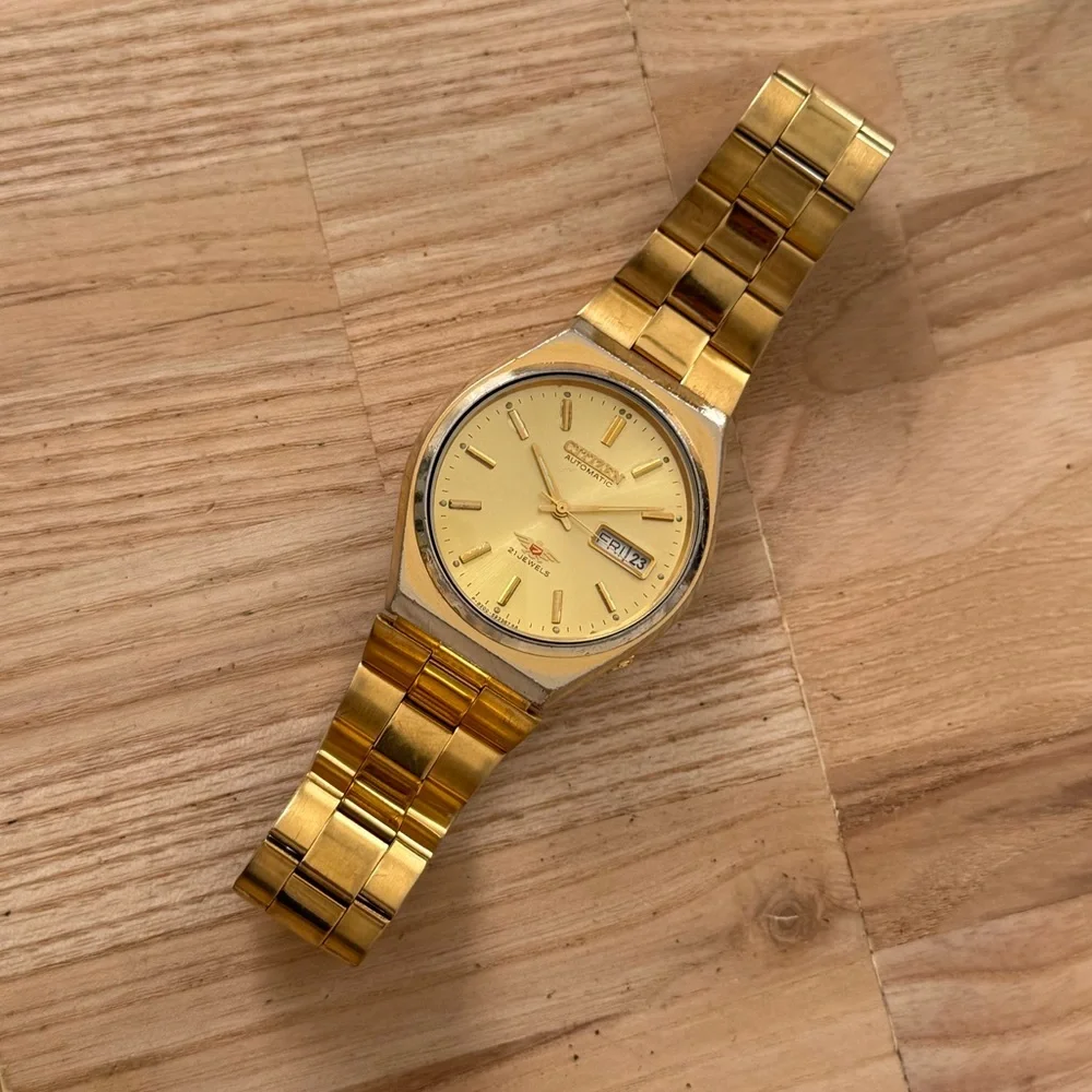 Citizen Eagle 7 Automatic 21 Jewels Rare Vintage Men’s Watch Gold Dial Bracelet